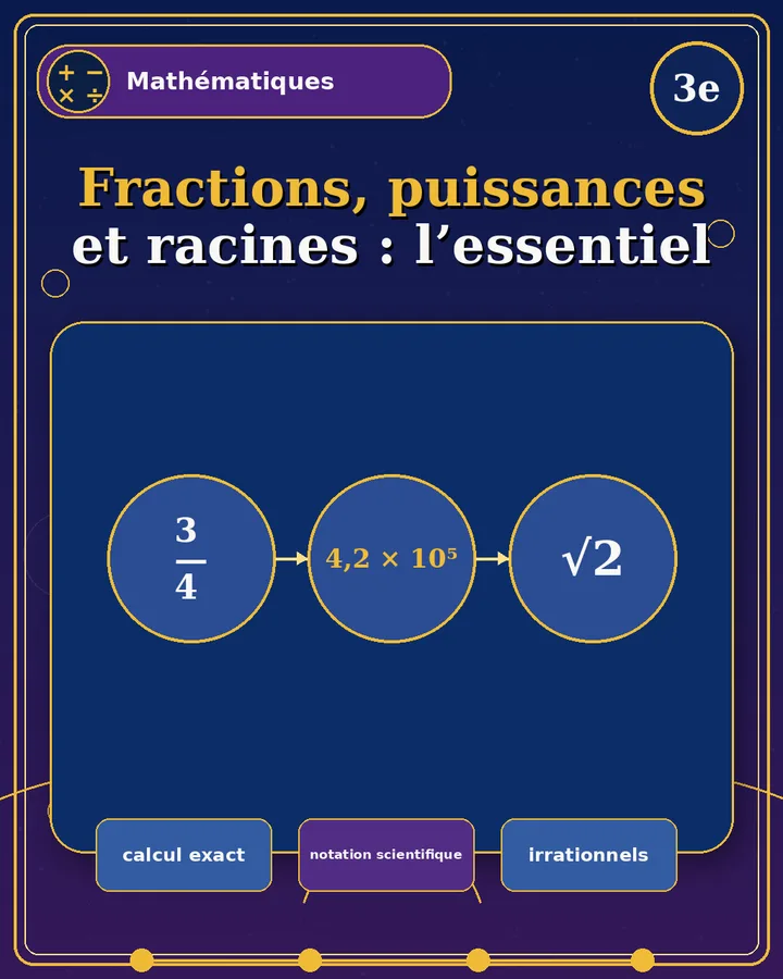 Visuel de la fiche : Fractions, puissances et racines : l’essentiel