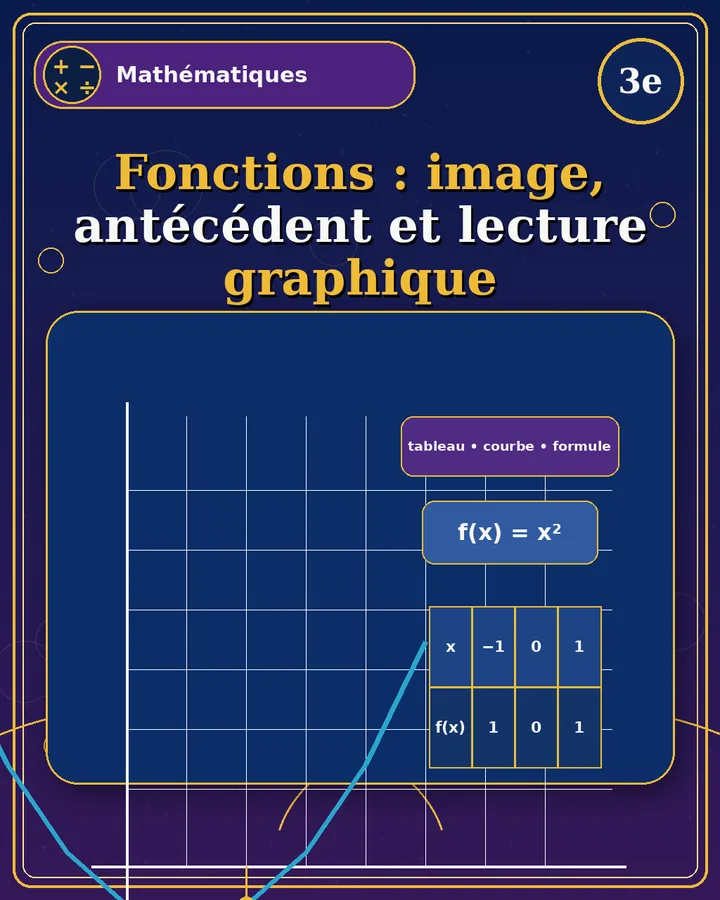 Visuel de la fiche : Fonctions : image, antécédent et lecture graphique