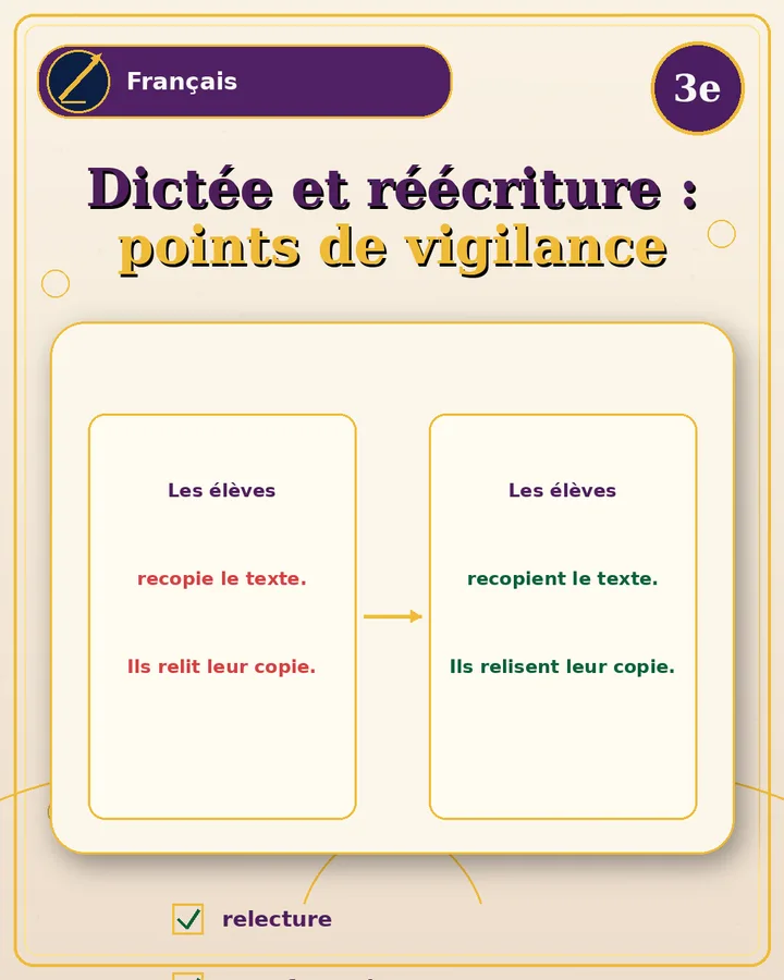 Visuel de la fiche : Dictée et réécriture : points de vigilance
