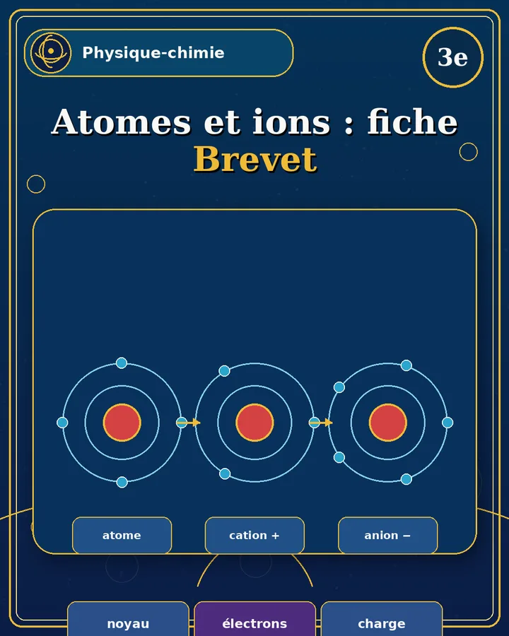Visuel de la fiche : Atomes et ions : fiche Brevet