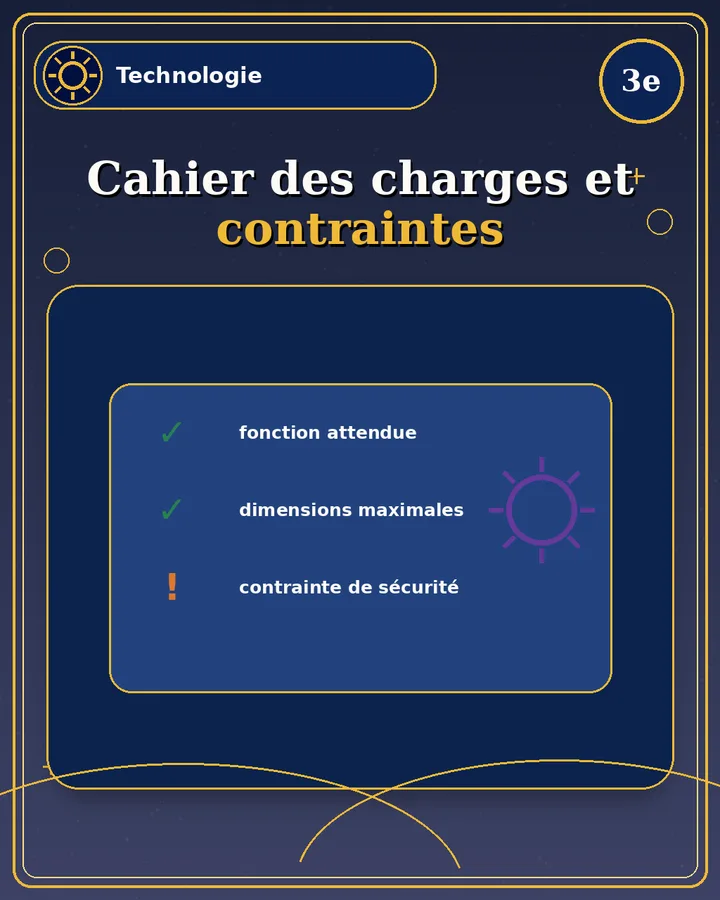 Visuel de la fiche : Cahier des charges et contraintes
