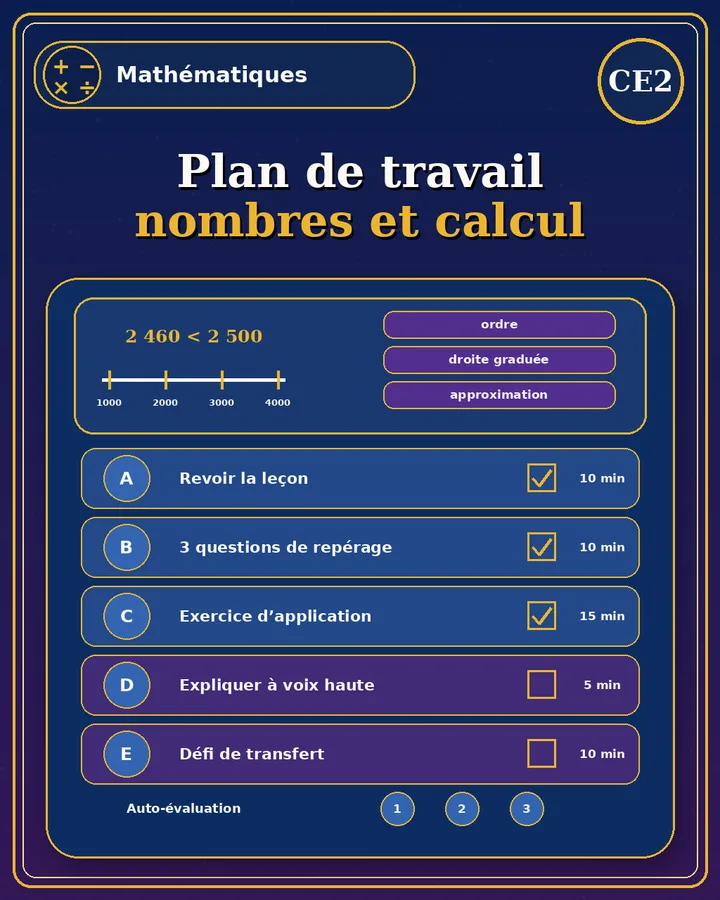 Visuel de la fiche : Plan de travail nombres et calcul