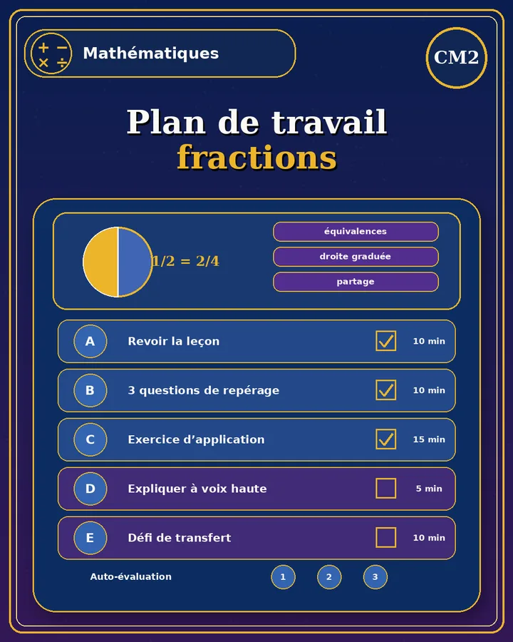 Visuel de la fiche : Plan de travail fractions